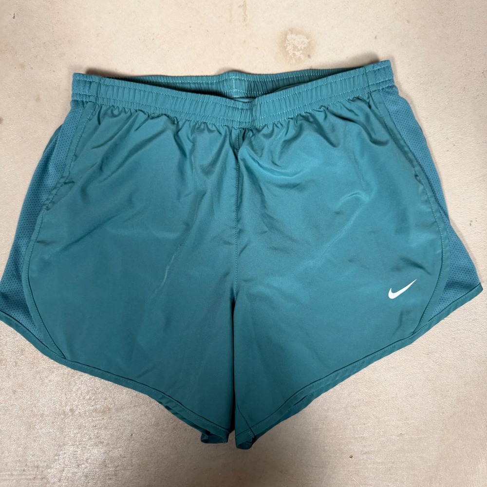 Nike Dri-FIT Womens Running Shorts Teal Mesh Trim Athletic Size Large